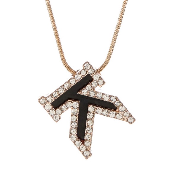 Black & Gold Crystal Initial Letter Necklace - Picture 2 of 4